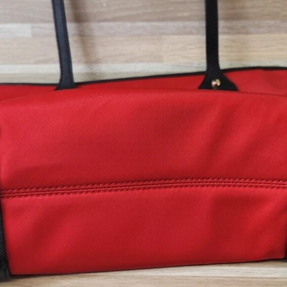 New Michael Kors Eva Top Zip Multi Pocket Small Tote Black Red NS Read - Picture 12 of 13